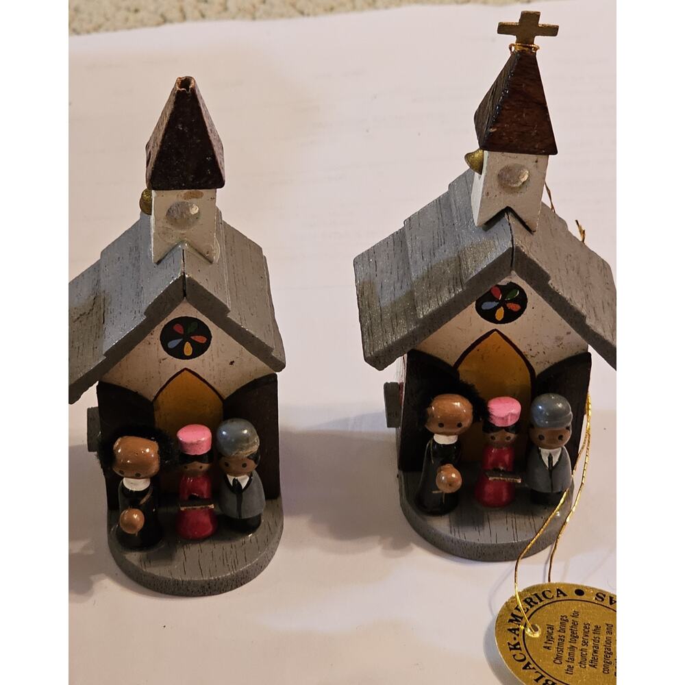 1979 Kurt Adler Wooden Black America Church Pastor Lot Of Two